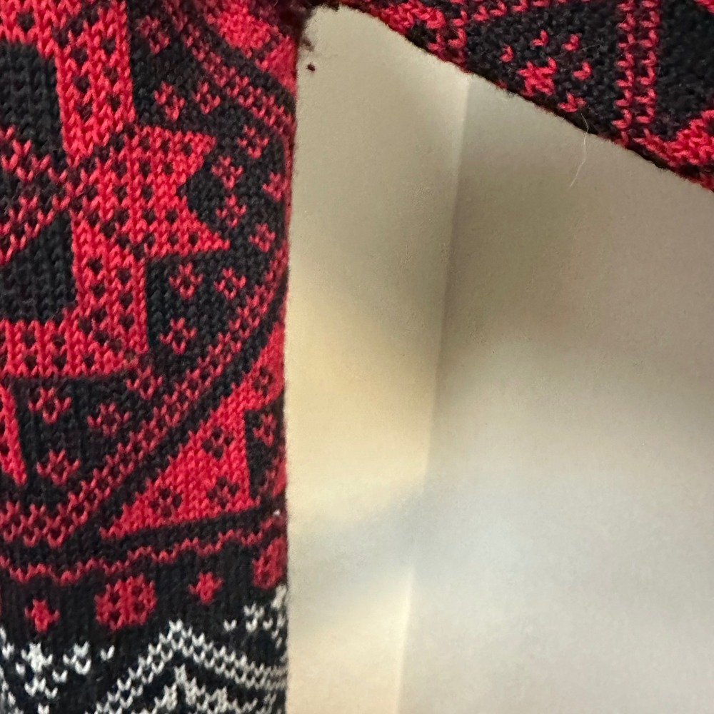 Pendleton Originals Wool Cardigan Sweater Red Black Fair Isle Polo Collar Large - Picture 6 of 8
